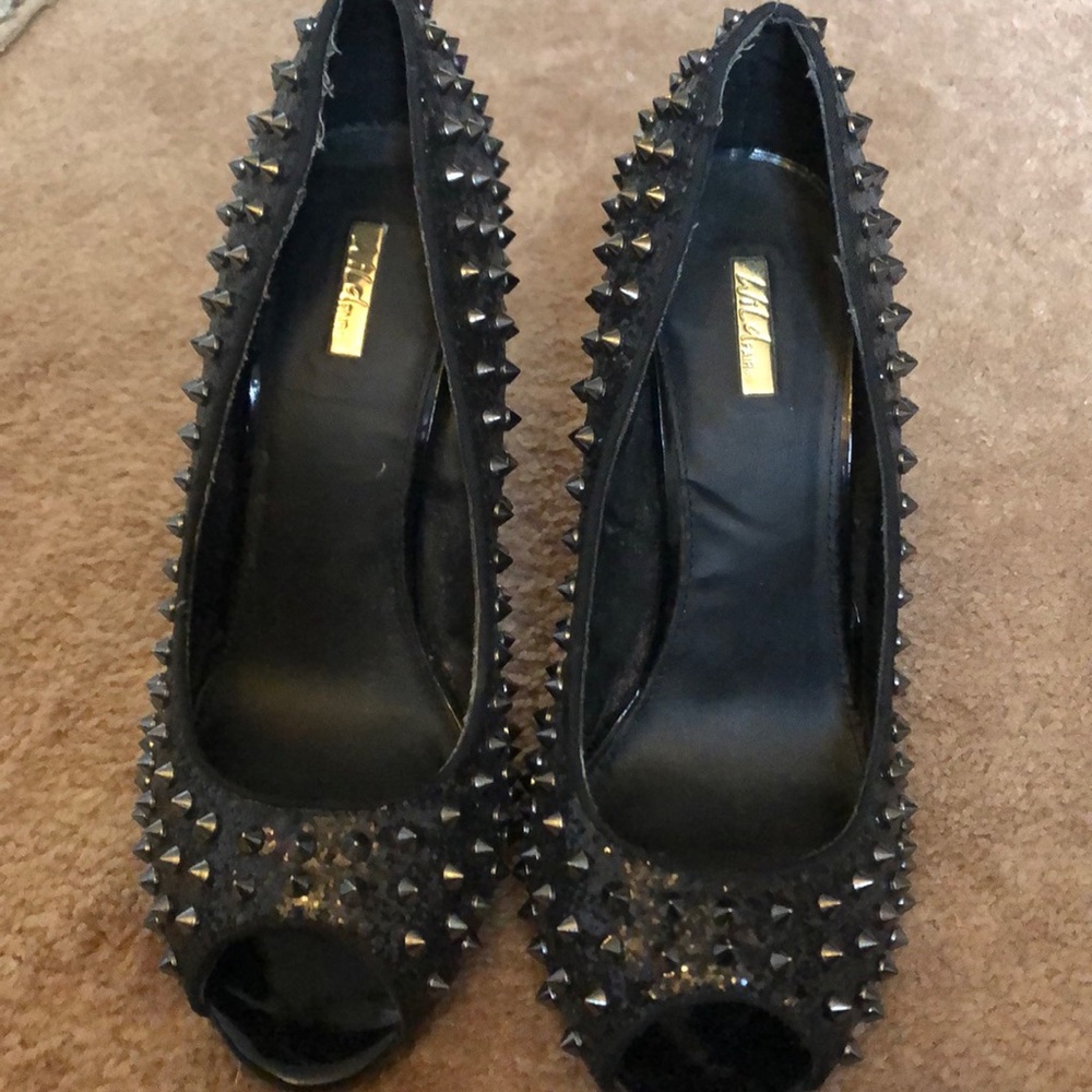 Black studded high heels
